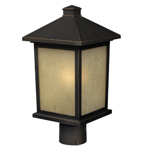 0685659011197 - Z-LITE 507PHM-ORB HOLBROOK OUTDOOR POST LIGHT, METAL FRAME, OIL RUBBED BRONZE FINISH AND TINTED SEEDY SHADE OF GLASS MATERIAL