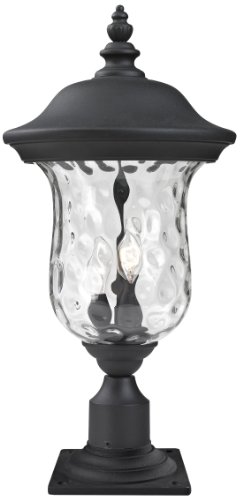 0685659018585 - Z-LITE 533PHM-533PM-BK ARMSTRONG OUTDOOR POST MOUNT LIGHT, ALUMINUM FRAME, BLACK FINISH AND CLEAR WATER GLASS SHADE OF GLASS MATERIAL
