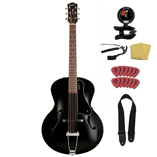 0685784463526 - GODIN 5TH AVENUE, BLACK, ARCHTOP JAZZ-STYLE ACOUSTIC GUITAR VAULT PACKAGE WITH TRIC CASE AND ACCESSORY PACK