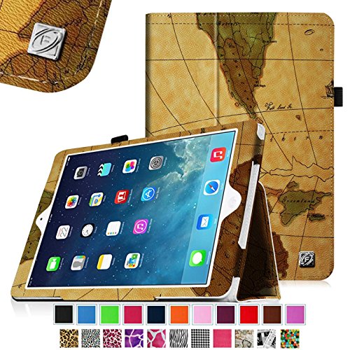 0685784926656 - FINTIE IPAD AIR FOLIO CASE - SLIM FIT LEATHER SMART COVER WITH AUTO SLEEP / WAKE FEATURE FOR IPAD AIR (IPAD 5TH GENERATION) 2013 MODEL, MAP BROWN