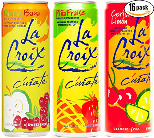 0685987074079 - LA CROIX C'URATE VARIETY PACK! CHERRY LIME, APPLE CRANBERRY, PINEAPPLE STRAWBERRY CURATE, 12 OZ CANS (3 FLAVOR VARIETY PACK, TOTAL OF 16 CANS)
