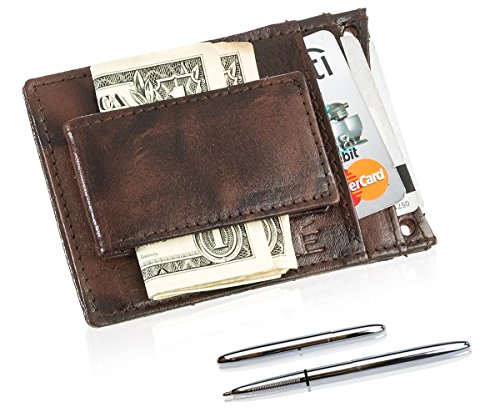 0685987722000 - FISHER SPACE PEN GIFT BOXED & SUVELLE MEN'S LEATHER MAGNETIC MONEY CLIP WALLET SET