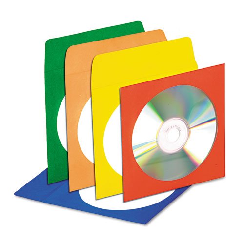 0686024394044 - INNOVERA CD/DVD ENVELOPES W/CLEAR WINDOW, BLUE/GREEN/ORANGE/RED/YELLOW, 50/PACK