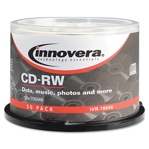 0686024788508 - INNOVERA 78850 CD-RW DISCS, REWRITABLE, 700MB/80MIN, 12X, SPINDLE, SILVER, 50/PACK