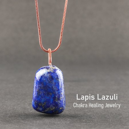 0686175702156 - LAPIS LAZULI GEMSTONE TUMBLE NECKLACE CRYSTALS HANDMADE COPPER WOMEN JEWELRY 18 MOTHERS DAY GIFT