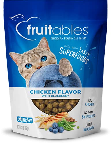 0686960001013 - FRUITABLES CAT TREATS | CRUNCHY TREATS FOR CATS | HEALTHY LOW CALORIE TREATS PACKED WITH PROTEIN | FREE OF WHEAT, CORN AND SOY | MADE WITH REAL CHICKEN WITH BLUEBERRY | 30 OUNCES