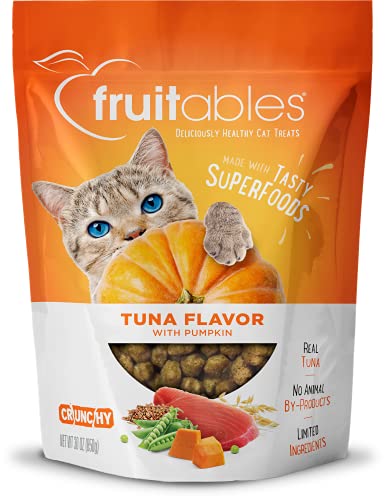 0686960001037 - FRUITABLES CAT TREATS | CRUNCHY TREATS FOR CATS | HEALTHY LOW CALORIE TREATS PACKED WITH PROTEIN | FREE OF WHEAT, CORN AND SOY | MADE WITH REAL TUNA WITH PUMPKIN | 30 OUNCES