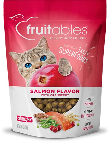 0686960001051 - FRUITABLES CAT TREATS | CRUNCHY TREATS FOR CATS | HEALTHY LOW CALORIE TREATS PACKED WITH PROTEIN | FREE OF WHEAT, CORN AND SOY | MADE WITH REAL SALMON WITH CRANBERRY | 30 OUNCES
