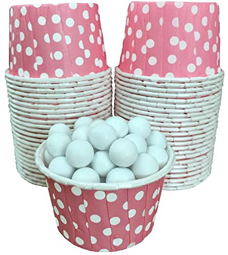 0687077612178 - OUTSIDE THE BOX PAPERS PINK POLKA DOT CANDY NUT CUPS MINI CUPCAKE ICE CREAM CUPS BABY SHOWER, BIRTHDAY PARTY SUPPLY 48 CT. OUTSIDE THE BOX PAPERS