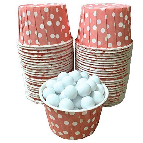 0687077613182 - OUTSIDE THE BOX PAPERS POLKA DOT CANDY NUT CUPS 48 PACK LIGHT CORAL, WHITE