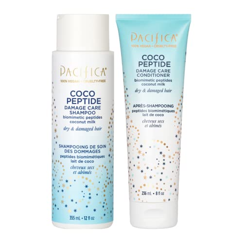 0687735150509 - PACIFICA BEAUTY, COCO PEPTIDE DAMAGE CARE SHAMPOO + CONDITIONER SET, DRY & DAMAGED HAIR, REPAIR DAMAGE FROM BLEACH, COLOR, CHEMICAL SERVICES, & HEAT, COCONUT, PEPTIDE, TREAT SPLIT ENDS & BREAKAGE