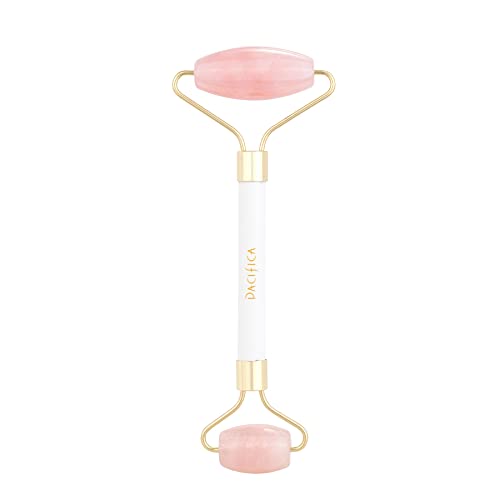 0687735303103 - PACIFICA BEAUTY | ROSE QUARTZ FACE ROLLER | FOR FACE, EYES, NECK, BODY MUSCLE RELAXING AND TREATING FINE LINES AND WRINKLES | FACIAL BEAUTY ROLLER SKIN CARE TOOLS | FACE MASSAGE TOOL | VEGAN
