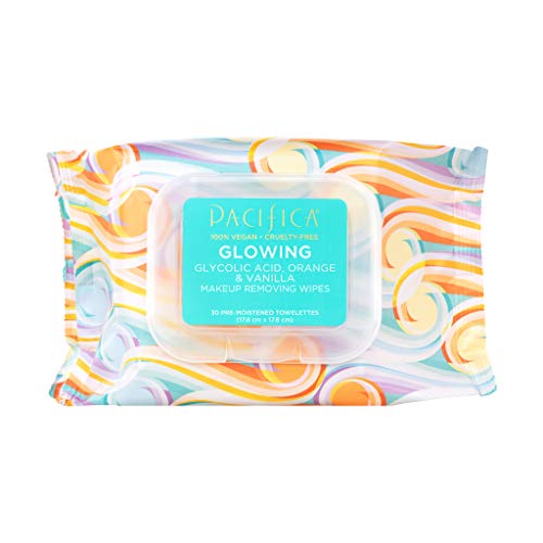 0687735304193 - PACIFICA BEAUTY, GLOWING MAKEUP REMOVER WIPES, GLYCOLIC ACID, COCONUT WATER, ALOE INFUSED, DAILY CLEANSING, EXFOLIATING, CLEAN SKIN CARE, PLANT FIBER FACIAL TOWELETTES, VEGAN & CRUELTY FREE