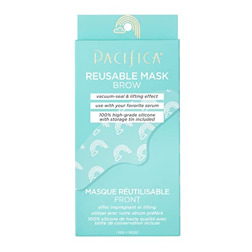 0687735305404 - PACIFICA BEAUTY | REUSABLE BROW MASK | 100% SILICONE | VACUUM SEAL & LIFTING EFFECT | MINIMIZE FINE LINES + WRINKLES | PAIR WITH SERUM | STORAGE TIN INCLUDED | VEGAN + CRUELTY FREE