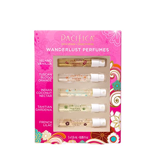 0687735305732 - PACIFICA BEAUTY | WANDERLUST SPRAY PERFUME TRIAL SET | FEATURING ISLAND VANILLA MINI | 5 SCENTS | FRAGRANCE SAMPLER GIFT SET | NATURAL + ESSENTIAL OILS | CLEAN FRAGRANCE | VEGAN + CRUELTY FREE