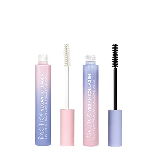 0687735501110 - PACIFICA BEAUTY | VEGAN COLLAGEN FLUFFY LASH DUO | BLACK THICKENING & LENGTHENING MASCARA | CONDITIONING LASH SERUM & MASCARA PRIMER | CLEAN MAKEUP | FEATHERY FULL LASHES | VEGAN AND CRUELTY FREE