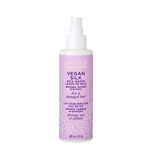 0687735641830 - PACIFICA BEAUTY, VEGAN SILK RICE WATER LEAVE IN SPRAY, STYLING TREATMENT, FOR DRY, COLORED OR DAMAGED HAIR, SMOOTHING, MOISTURIZING, VITAMIN B + E, COCONUT OIL, BIOTIN, SILICONE + SULFATE FREE, VEGAN
