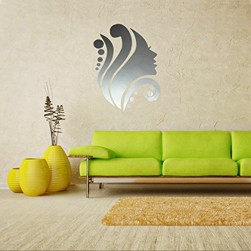 6878217638521 - BEAUTIFUL LADY GIRL FACE ACRYLIC MIRROR WALL DECALS WALL STICKERS HOME DECOR