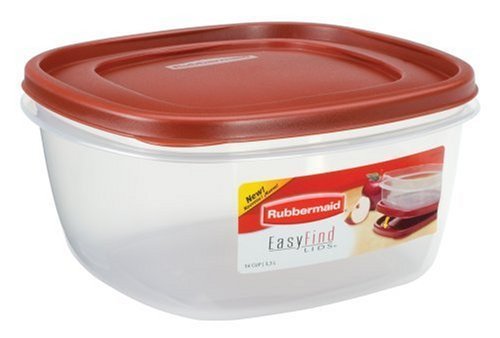 0687965439559 - RUBBERMAID EASY FIND LID FOOD STORAGE CONTAINER, BPA-FREE PLASTIC, 14 CUP (4, RED)