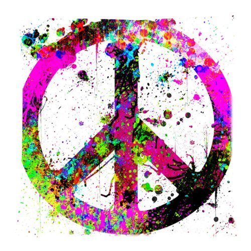 0688027726778 - WARM COLOR COLORFUL OIL SPLASH WORLD PEACE SIGN WATERCOLOR ART ZIPPERED SQUARE PILLOW COVER CASE PILLOW COVER CASES CUSHION COVERS SIZE:18INCHX 18INCH (TWIN SIDES)