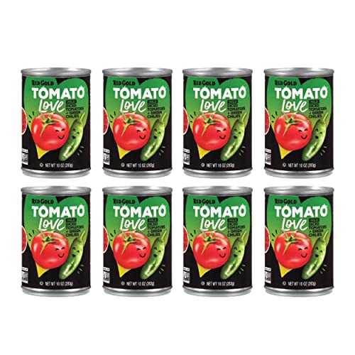 0688099530198 - RED GOLD TOMATO LOVE MILD DICED TOMATOES WITH GREEN CHILIES, VINE-RIPENED TOMATOES, KOSHER AND GLUTEN FREE, 10 OUNCE CAN, 8-PACK