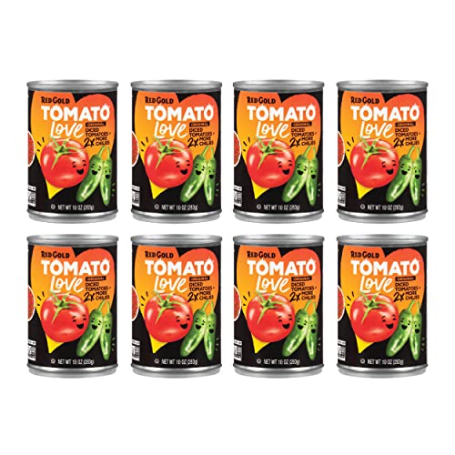 0688099530211 - RED GOLD TOMATO LOVE ORIGINAL DICED TOMATOES WITH 2X MORE GREEN CHILIES, VINE-RIPENED TOMATOES, KOSHER AND GLUTEN FREE, 10 OUNCE CAN, 8-PACK