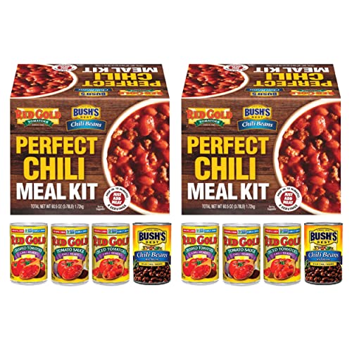 0688099531812 - RED GOLD AND BUSHS BEANS PERFECT CHILI MEAL KIT, JUST ADD MEAT, 30 MINUTE MEAL, 4-PACK OF CHILI READY CANS, 2 KIT BUNDLE, 121 OUNCES TOTAL