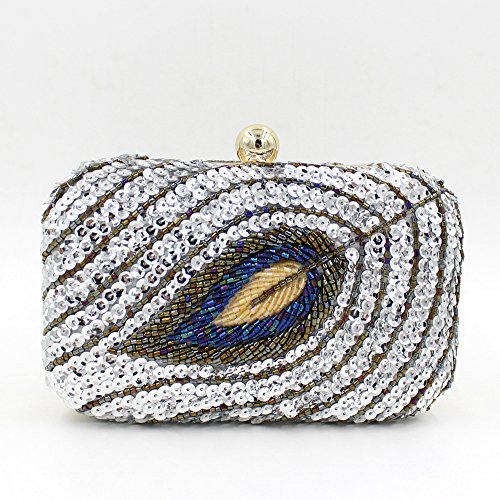 6881214052795 - CLUTCH PURSES LEAVES FOR WOMEN LUXURY RHINESTONE CRYSTAL EVENING CLUTCH BAGS VINTAGE PARTY (SLIVER)