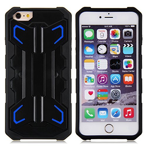 6881881493518 - IPHONE 6 CASE, DUAL KICKSTAND SPORTS PROTECTIVE CASE FOR APPLE IPHONE 6 4.7 INCH (BLUE/BLACK)