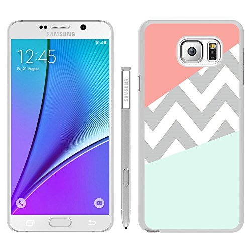 6887248464658 - CASE CORAL MINT GREY CHEVRON WHITE SAMSUNG GALAXY NOTE 5 PHONE COVER
