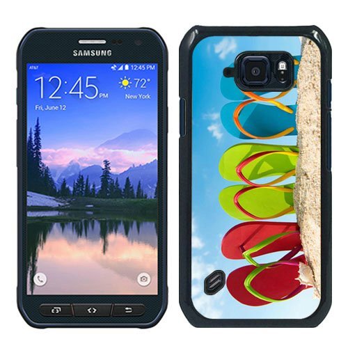 6887248706024 - FLIP FLOPS ON THE BEACH BLACK FOR SAMSUNG GALAXY S6 ACTIVE PHONE CASE