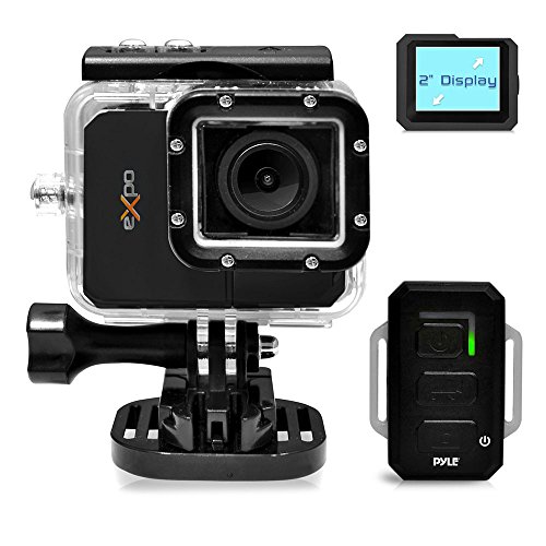 0068888763837 - PYLE PSCHD91BK EXPO PLUS HI-RES MINI ACTION VIDEO CAMERA WITH 20 MEGA PIXEL CAMERA, 2-INCH LCD SCREEN AND WI-FI REMOTE