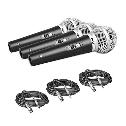 0068888767569 - PYLE PDMICKT34 DYNAMIC MICROPHONE KIT, 3 PROFESSIONAL HANDHELD MICS, INCLUDES XLR AUDIO CABLES