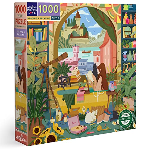 0689196514135 - EEBOO PIECE AND LOVE READING & RELAXING 1000 PIECE SQUARE ADULT JIGSAW PUZZLE, 23 X 23 WHEN COMPLETED, 14 YEARS AND UP.