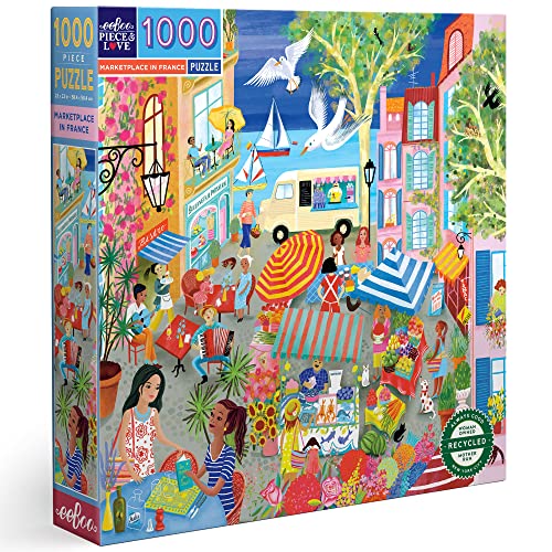 0689196514166 - EEBOO PIECE AND LOVE MARKETPLACE IN FRANCE 1000 PIECE SQUARE ADULT PIECE PUZZLE, 23 X 23 WHEN COMPLETED, 14 YEARS AND UP.