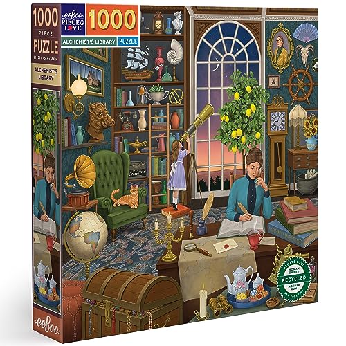 0689196514609 - EEBOO PIECE & LOVE: ALCHEMISTS LIBRARY - 1000 PIECE PUZZLE - ADULT SQUARE JIGSAW, 23X23, INCLUDES IMAGE REFERENCE INSERT, GLOSSY PIECES