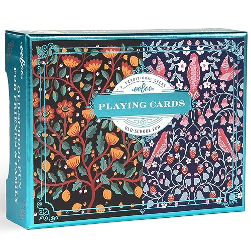 0689196515286 - EEBOO PIECE & LOVE: BIRDS & FLOWERS PLAYING CARDS - INCLUDES 2 - 52 CARD DECKS, TRADITIONAL DECKS WITH BEAUTIFUL ARTWORK & GILDED EDGES