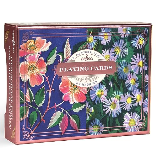 0689196515316 - EEBOO PIECE & LOVE: ROSES & ASTERS PLAYING CARDS - INCLUDES 2 - 52 CARD DECKS, TRADITIONAL DECKS WITH BEAUTIFUL ARTWORK & GILDED EDGES