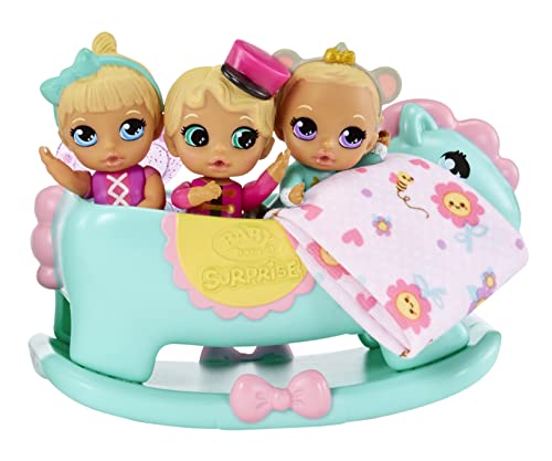 0689202918537 - BABY BORN® SURPRISE MINI BABIES 2.25 – UNWRAP SURPRISE TWINS OR TRIPLETS COLLECTIBLE BABY DOLLS WITH SOFT SWADDLE, BLANKET, ROCKING HORSE, AGE 3+