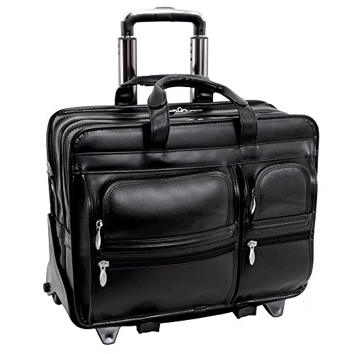 0689407709398 - MCKLEIN USA CLINTON P SERIES 17 INCH LEATHER ROLLING BRIEFCASE IN BLACK