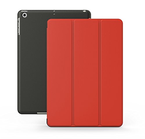 0689466579581 - KHOMO IPAD MINI / MINI 2 RETINA / MINI 3 CASE - DUAL RED SUPER SLIM COVER WITH BLACK RUBBERIZED BACK AND SMART FEATURE (BUILT-IN MAGNET FOR SLEEP / WAKE FEATURE) FOR APPLE IPAD MINI TABLET
