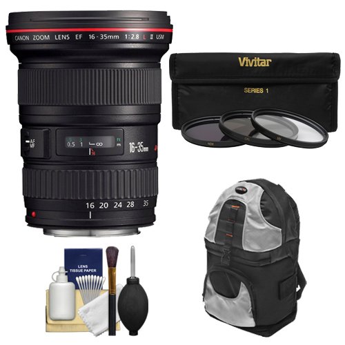 0689466593648 - CANON EF 16-35MM F/2.8 L II USM ZOOM LENS WITH BACKPACK + 3 UV/ND8/CPL FILTERS KIT FOR EOS 6D, 70D, 7D, 5DS, 5D MARK II III, REBEL T5, T5I, T6I, T6S