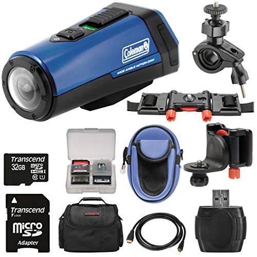0689466805505 - COLEMAN AKTIVSPORT CX9WP GPS HD VIDEO ACTION CAMERA CAMCORDER (BLUE) WITH 32GB CARD + CASES + KIT
