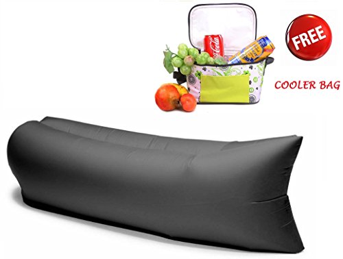 0689466856866 - ZORROO OUTDOOR CONVENIENT INFLATABLE LOUNGER HANGOUT NYLON FABRIC SLEEPING COMPRESSION AIR BAG (BLACK)