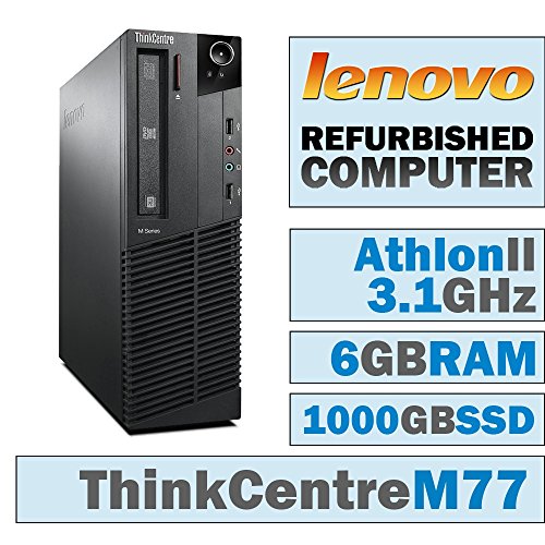 0689603183312 - LENOVO THINKCENTRE M77 SFF/ATHLON II X4 645 QUAD @ 3.10 GHZ/6GB DDR3/NEW 1000GB SSD/DVD-COMBO/NO OS