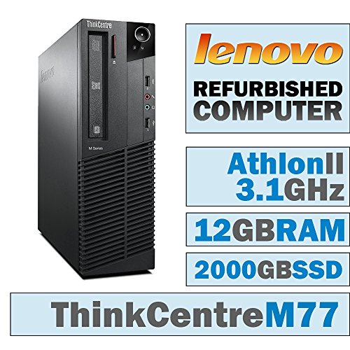 0689603183794 - LENOVO THINKCENTRE M77 SFF/ATHLON II X4 645 QUAD @ 3.10 GHZ/12GB DDR3/NEW 2000GB SSD/DVD-COMBO/NO OS