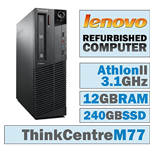 0689603183992 - LENOVO THINKCENTRE M77 SFF/ATHLON II X4 645 QUAD @ 3.10 GHZ/12GB DDR3/NEW 240GB SSD/DVD-COMBO/NO OS