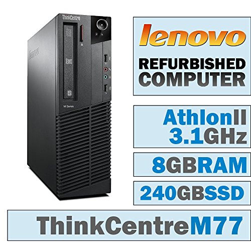 0689603184159 - LENOVO THINKCENTRE M77 SFF/ATHLON II X4 645 QUAD @ 3.10 GHZ/8GB DDR3/NEW 240GB SSD/DVD-COMBO/NO OS