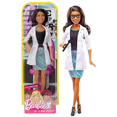 0068981223085 - MATTEL YEAR 2016 BARBIE CAREER SERIES 12 INCH DOLL - NIKKI AS EYE DOCTOR (FCP28) WITH LAB COAT, POCKET OPHTHALMOSCOPE AND GLASSES
