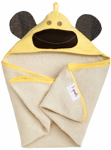 0689967748578 - 3 SPROUTS HOODED TOWEL, YELLOW MONKEY